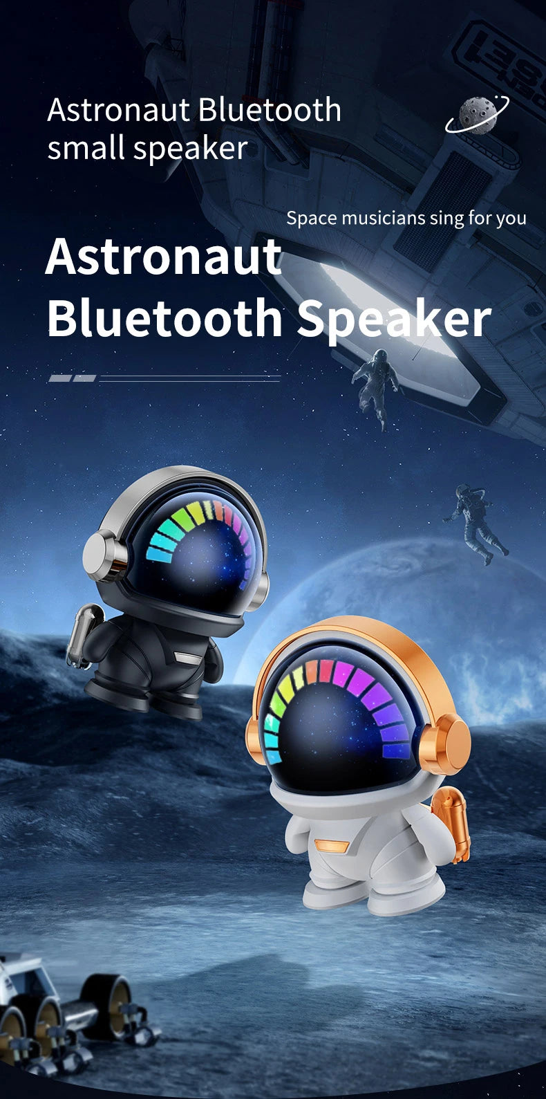 Astronauta alto-falante sem fio, tws acoplador desktop espaço robô bluetooth presente