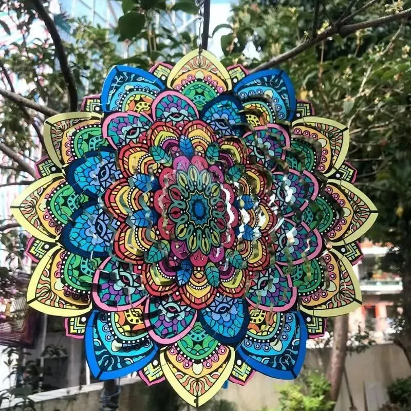 Mandala Giratória de Vento 3D