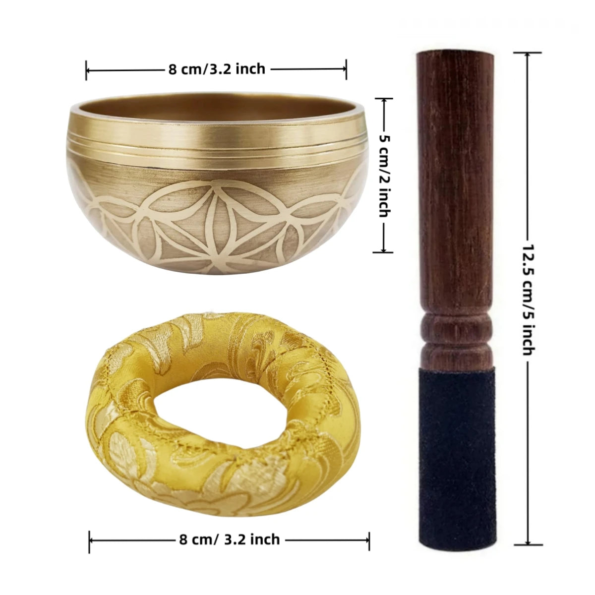 Conjunto de tigelas tibetanas Miwayer Flor da Vida Útil para meditação Yoga Alívio do estresse Oração e atenção plena