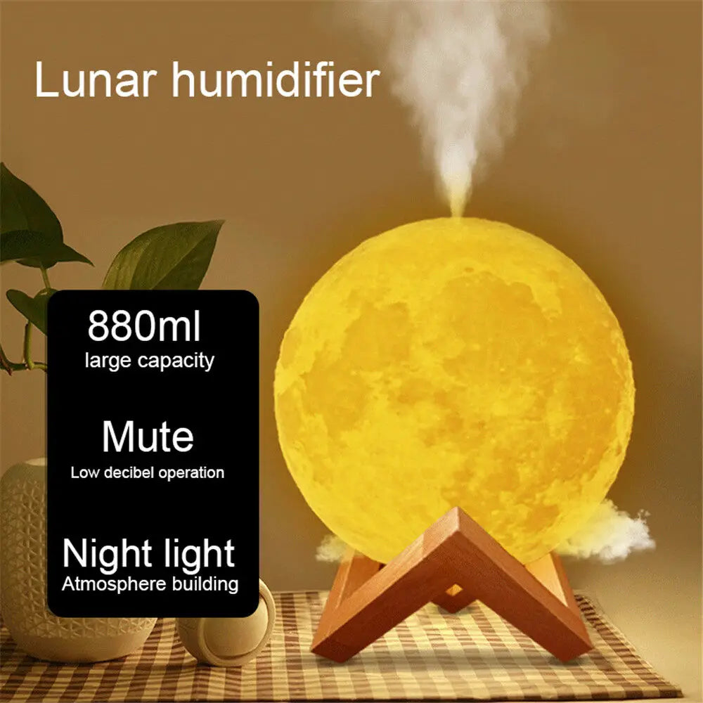 Vollmond Luftbefeuchter 880ml tragbarer Aromadiffusor USB Nachtlicht 5 Farben Wohnkultur