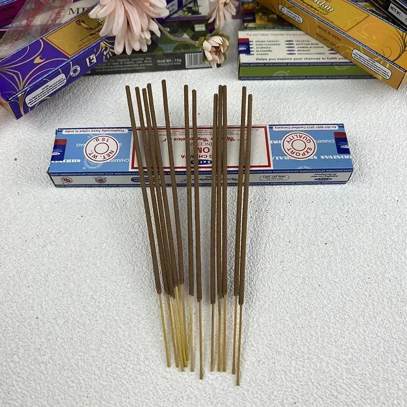 5 Caixas Nag Champa Coleção de Incenso Indiano Satya Varas Artesanais com Seis Fragrâncias Medicinais Refrescantes para Meditação