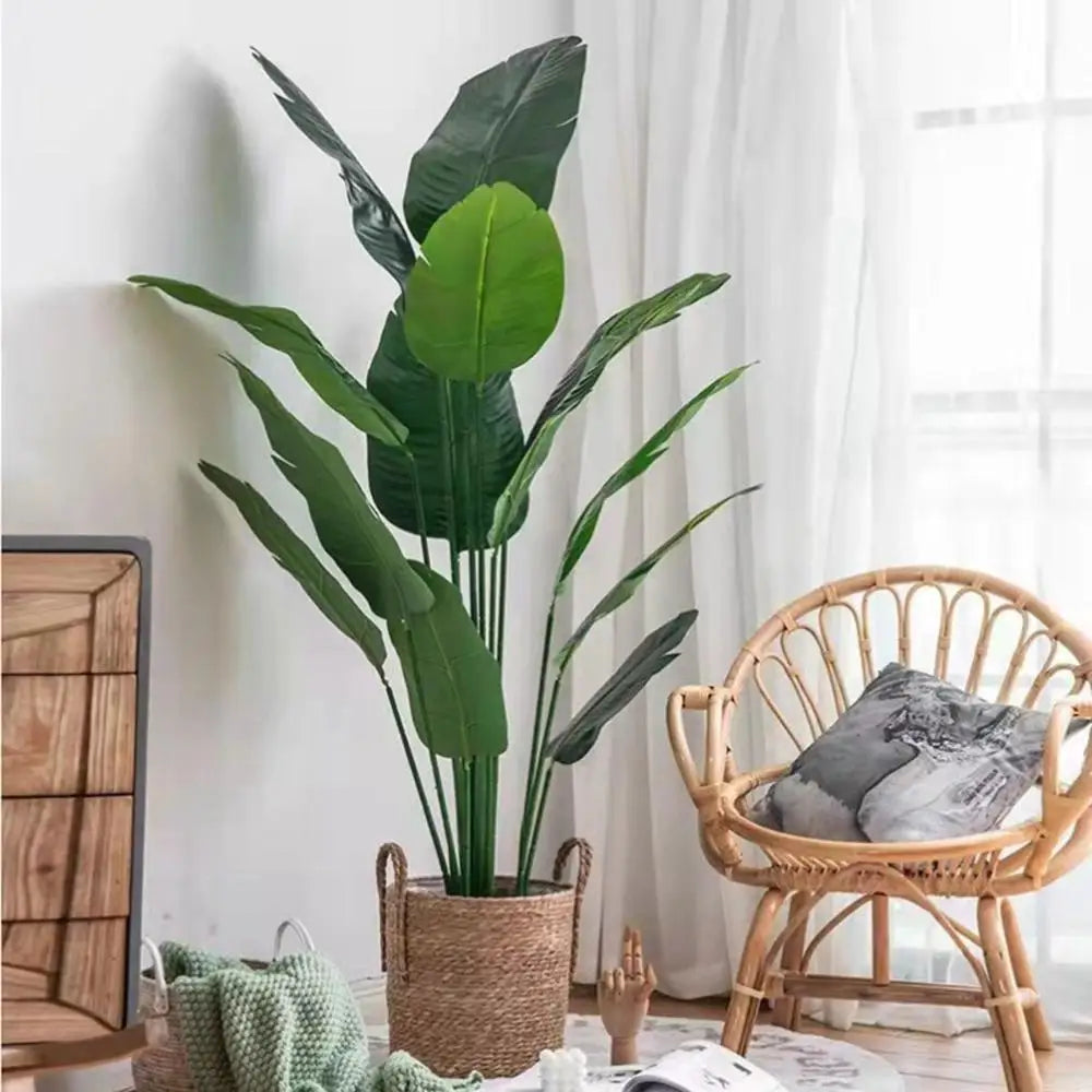 80cm plantas tropicais bananeira artificial folhas de palmeira de plástico para decoração de casa, casamento