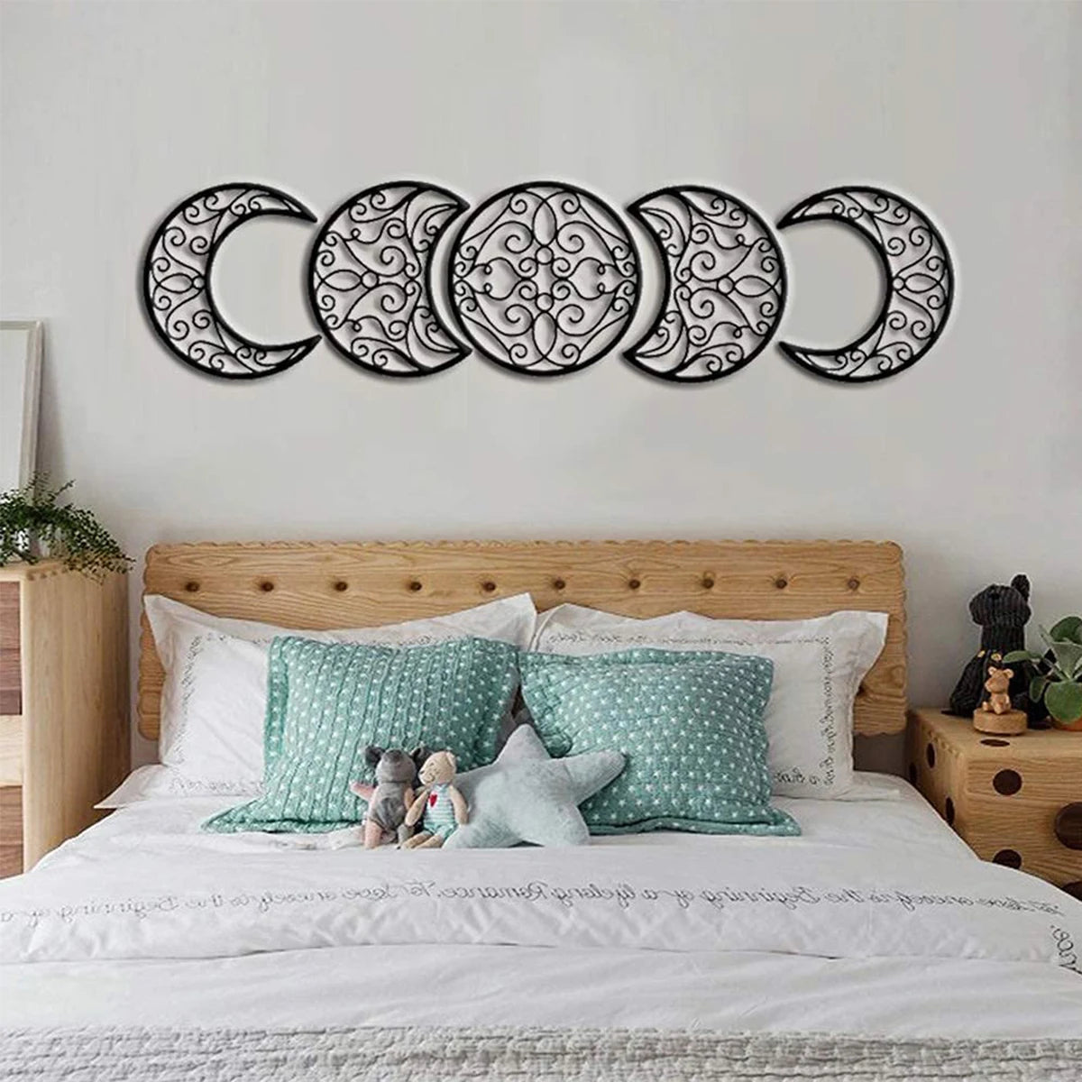 5 Stk Mondphasen 3D Wanddekoration spirituelle Mondphasen im nordischen Boho-Stil