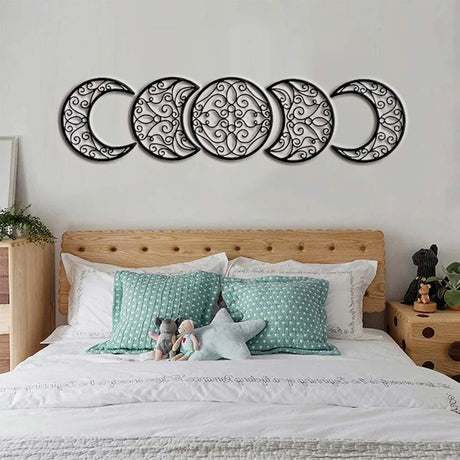 5 Stk Mondphasen 3D Wanddekoration spirituelle Mondphasen im nordischen Boho-Stil