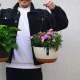 2 conjuntos de vasos de flores pendurados, plantas, recipientes de plantio ao ar livre, suporte para vasos