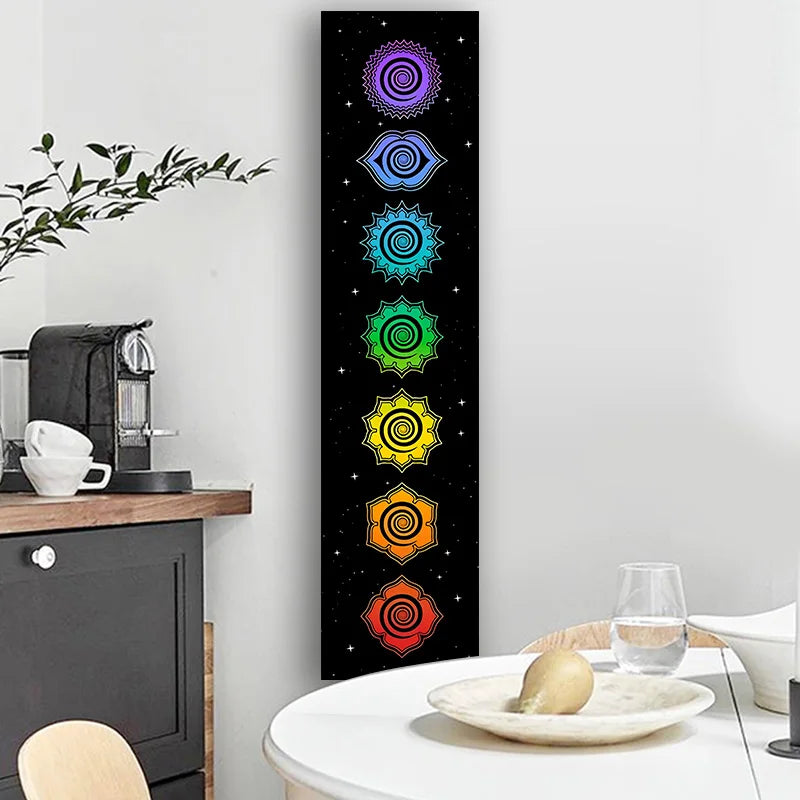 Tapeçaria de chakras, budismo, yoga, centros de energia cósmica, meditação, suspensão de parede, quarto, decoração de casa