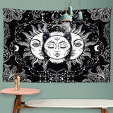 Mandala Tapeçaria branco preto Sol e Lua Tapeçaria Tarô Hippie Tapetes de Parede Decoração de Ambientes