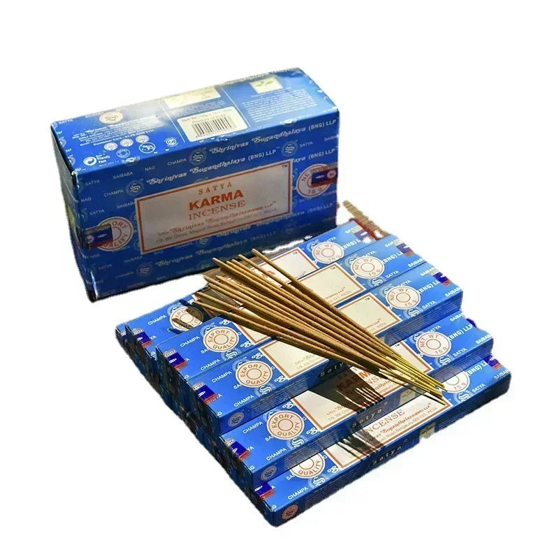 5 Caixas Nag Champa Coleção de Incenso Indiano Satya Varas Artesanais com Seis Fragrâncias Medicinais Refrescantes para Meditação