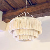 Lustre Nordic macrame tecido tapeçaria abajur boho pendurado de teto luz para casa quarto decorativos