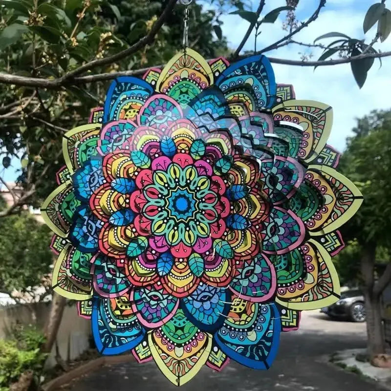 Mandala Giratória de Vento 3D