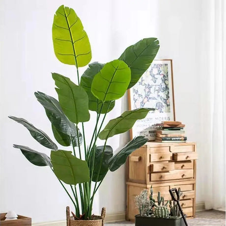 80cm plantas tropicais bananeira artificial folhas de palmeira de plástico para decoração de casa, casamento